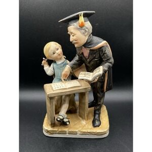 Vintage Norleans Bisque Porcelain Figurine–Teacher &‎ Student 8.5" Made in Japan